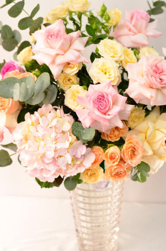 Pink flowers vase