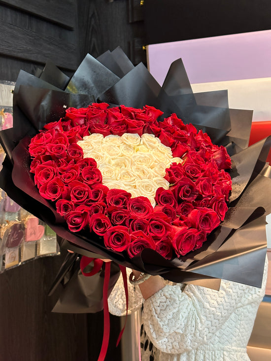 100 rose red and white
