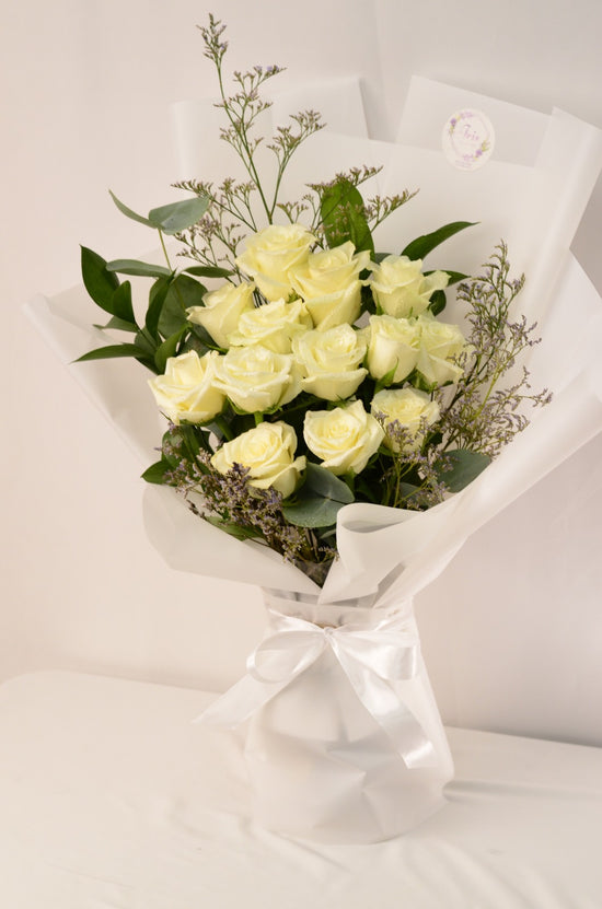 white rose bouquet