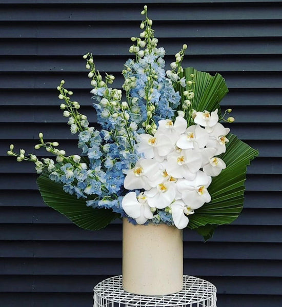 White and blue luxury vase