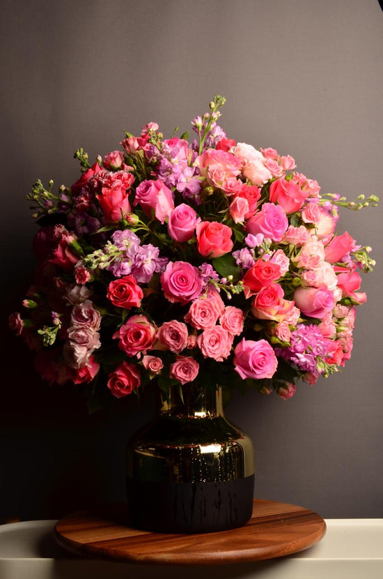 Luxury pink flowers vase