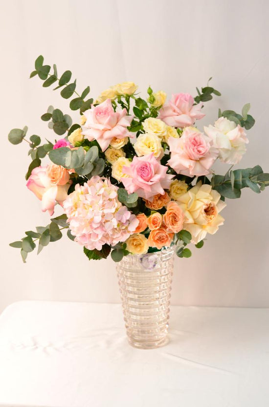 Pink flowers vase