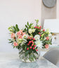 White and pink flowers vase