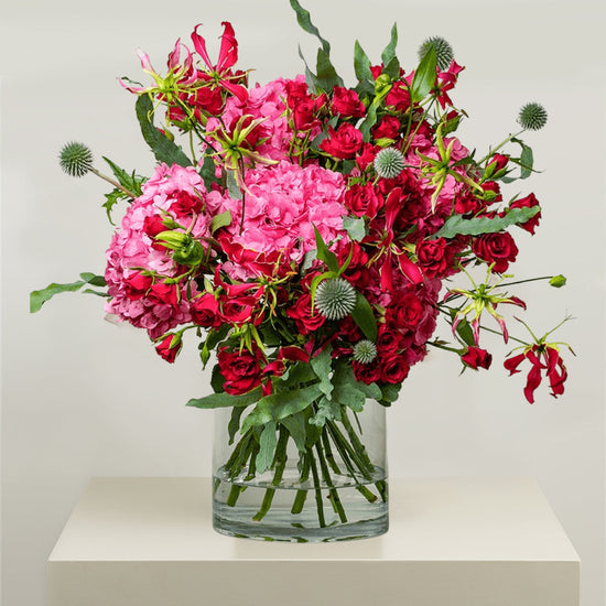 Pink and red flowers vase