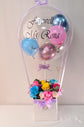 Blue ,yellow and pink flowers with balloons