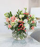 White and pink flowers vase