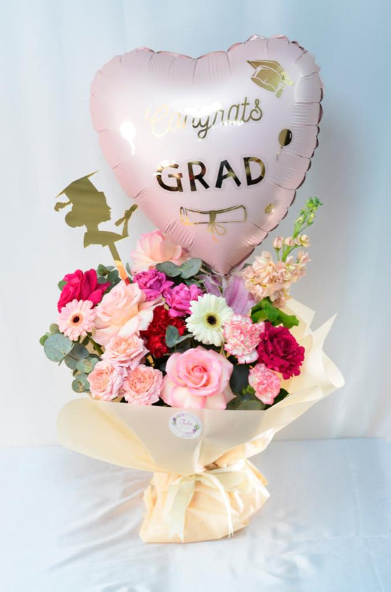 Graduation pink flowers bouquet