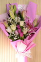Pink lily and Tulips Bouquet