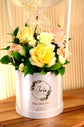 Yellow and Orange flowers with balloon in box