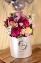 Pink flowers and balloon in Box