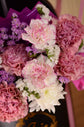 Pink flowers with balloon in box
