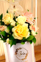 Yellow and Orange flowers with balloon in box