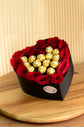 red rose in box with Ferrero